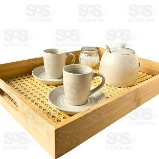 Bandeja MDF Retangular Fundo de Treliça 39x28cm Top Útil TOP2174