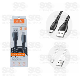 Cabo Turbo USB Para Micro V8 1 Metro Kaidi KD-11M