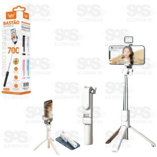 Bastão De Selfie Com Controle Remoto e Iluminação Altomex ZB012