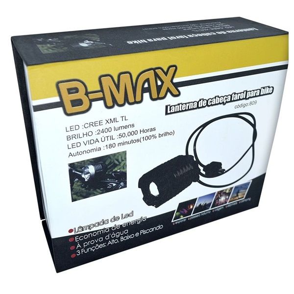 Lanterna Super LED Farol para Bike e Cabea B-MAX 809