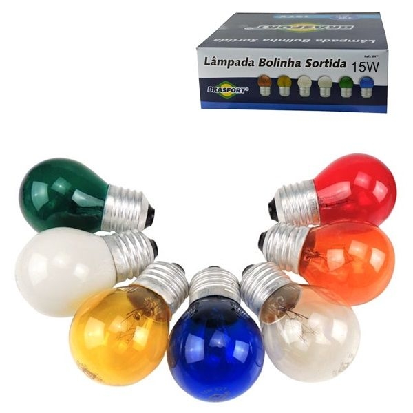 Lâmpada Bolinha Sortida 15w -220v 25 Unidades Brasfort 8494