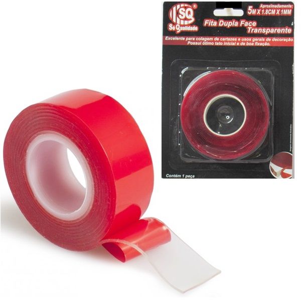 Fita Adesiva Dupla Face Transparente 5 Metros sq-3972