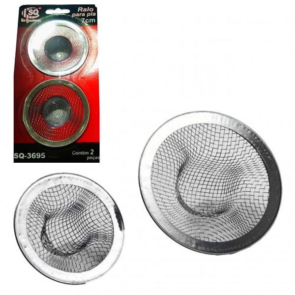 Ralo para Pia 7 Cm Aço Com 2 Unidades Sq-3695