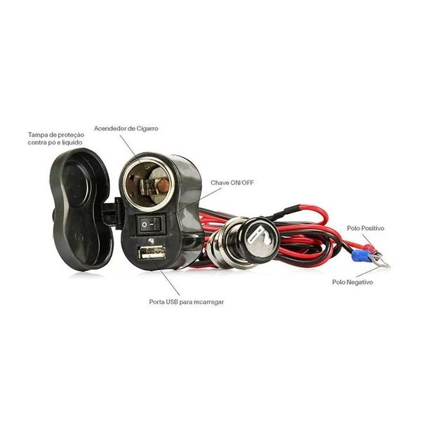 Carregador USB e Acendedor para Motos  12V AU-20/KP-572