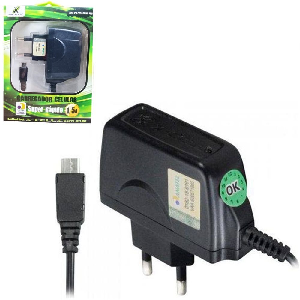 Carregador Micro USB V8 Super Rpido 1.5A X-cell