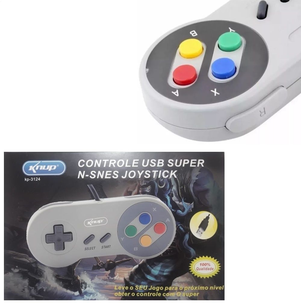 Controles Do Super Nintendo Snes Usb Retro Pc Emuladores