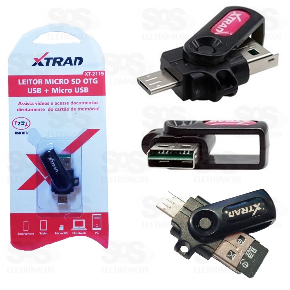 Leitor OTG De Carto Memria Micro SD  Xtrad Xt-2119 