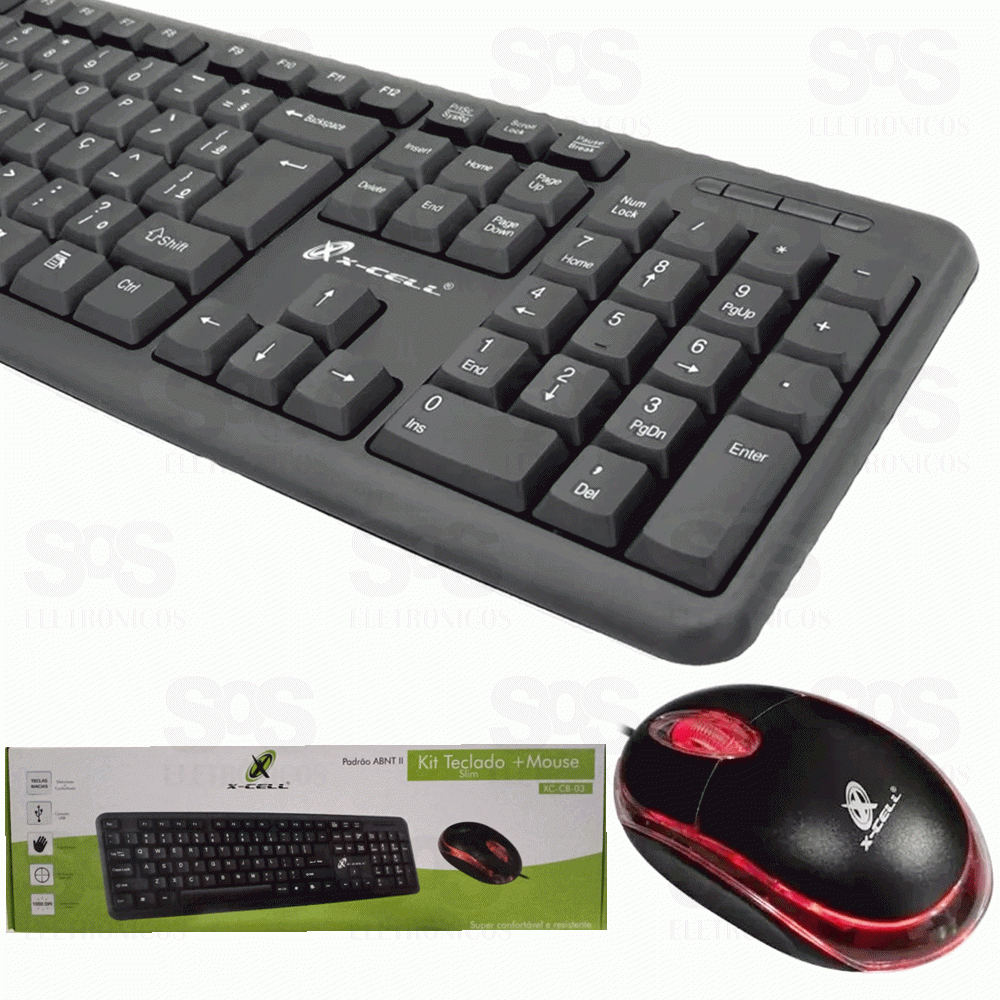 Kit Teclado e Mouse USB Com Fio  X-cell xc-cb-03
