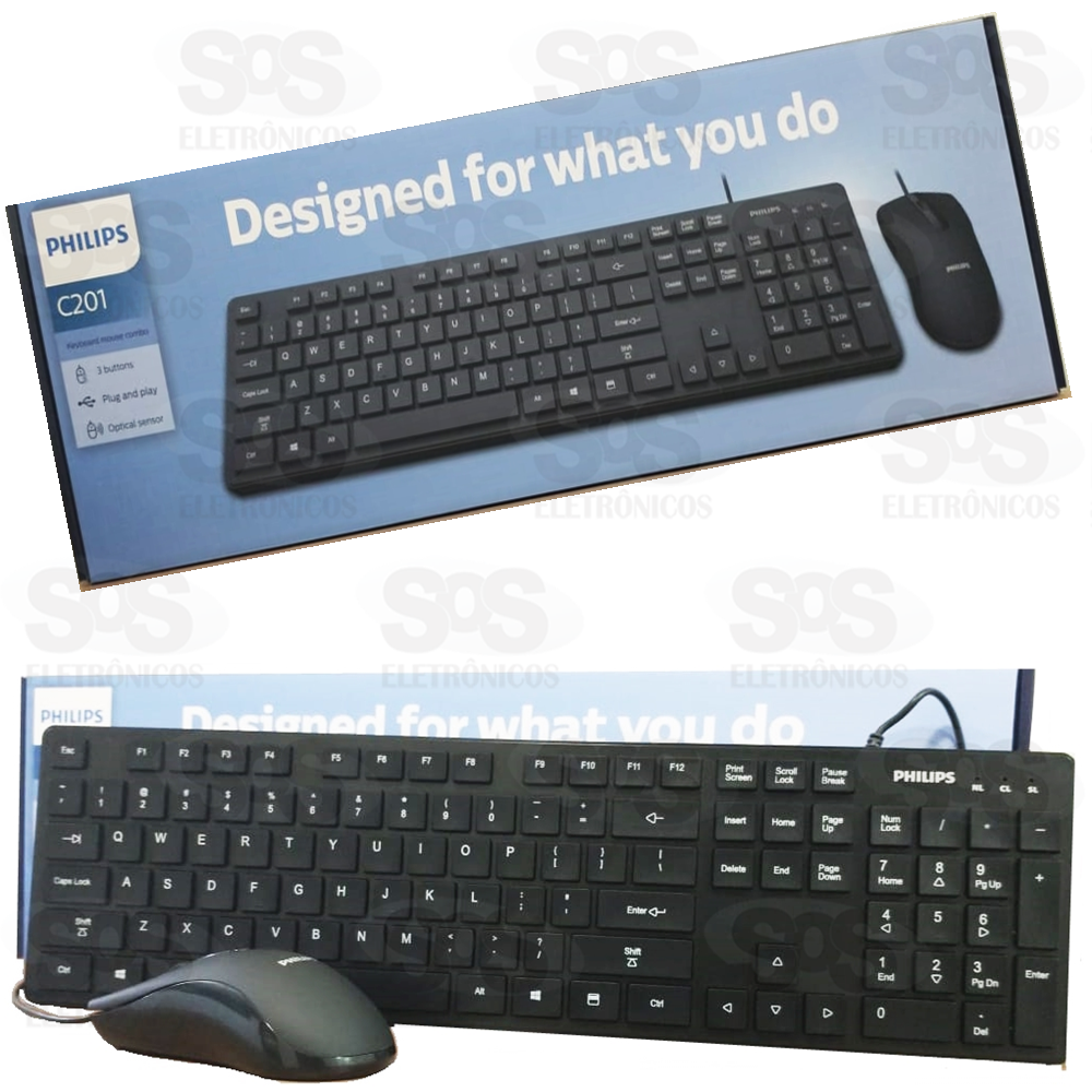 Kit Teclado E Mouse Usb Com Fio Philips c201