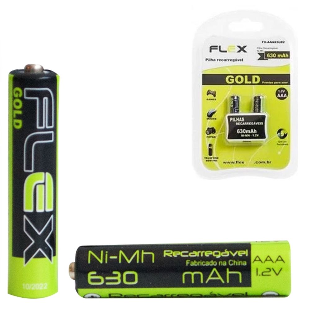 Pilha Recarregável AAA 630 mAh Flex
