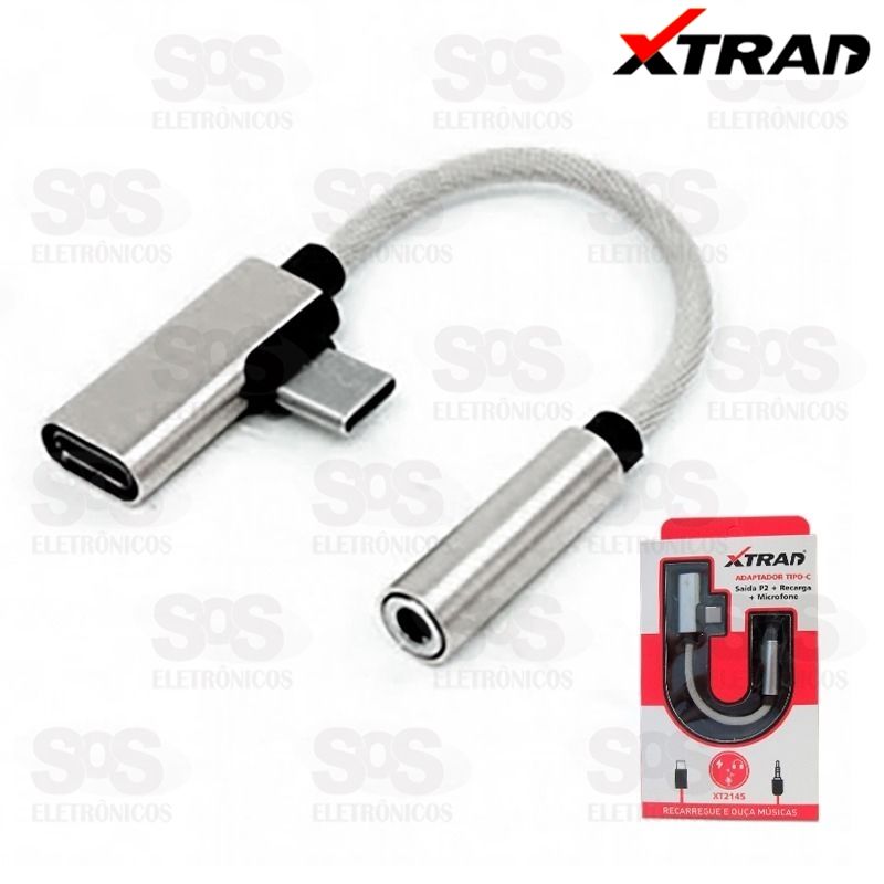 Adaptador Type-C Para P2 e Recarga Xtrad XT-2145