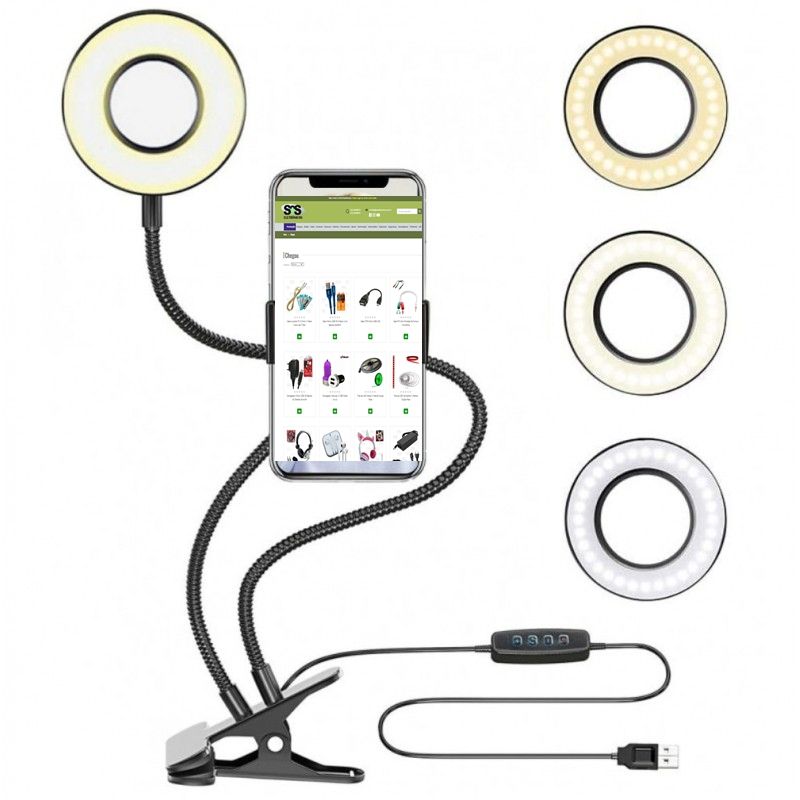 Iluminador Ring Light De Mesa Suporte de Celular Live Stream ch-0455