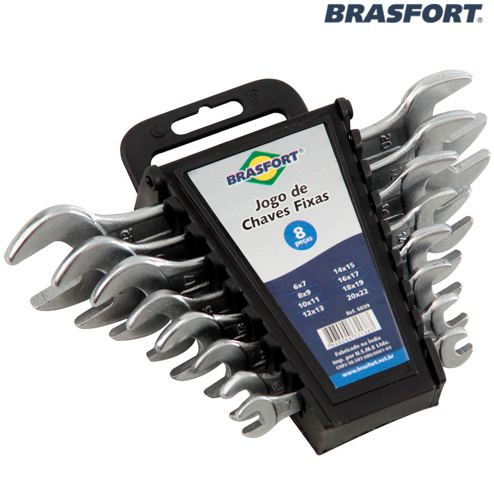 Chave Fixa 6 a 22 mm Com 8 Peças Brasfort 6039