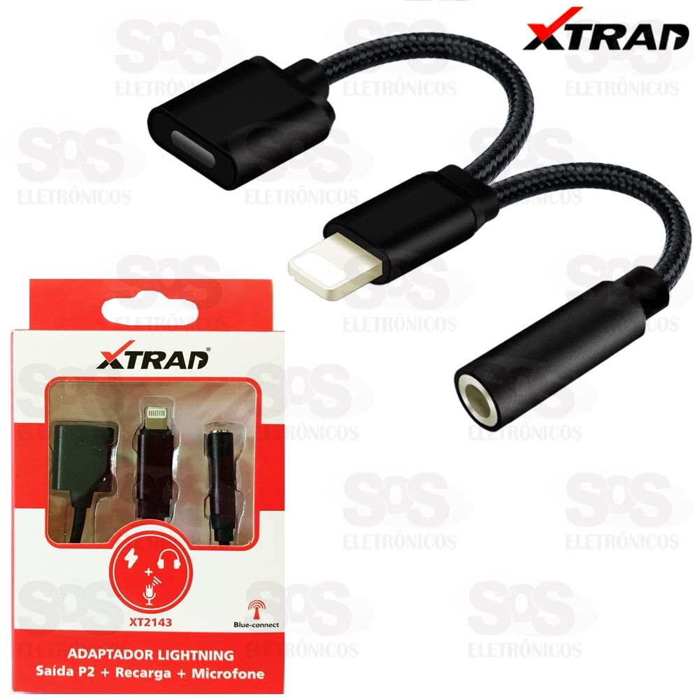 Adaptador IOS com Saída para P2 Microfone e Recarga Xtrad - XT-2143