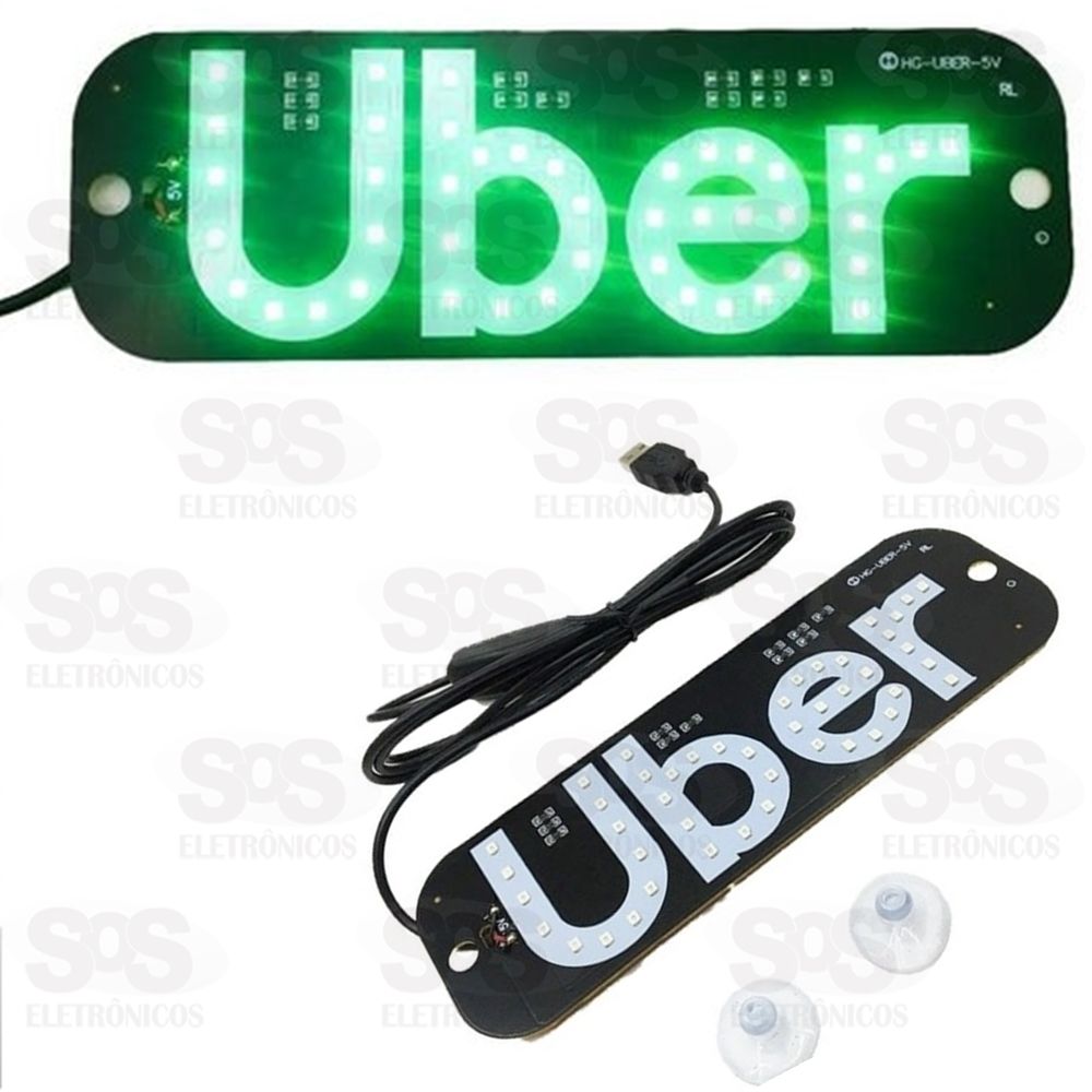 Painel LED Luminoso Uber 5v Verde USB