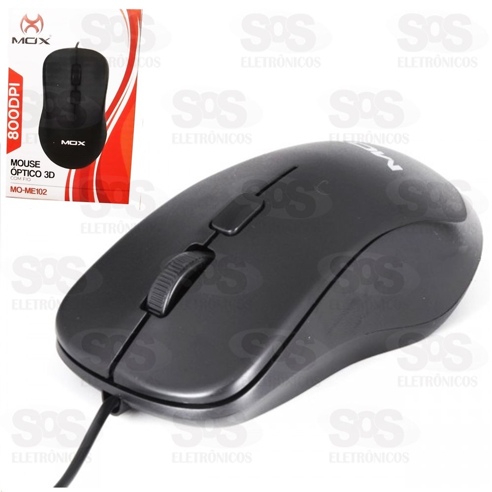 Mouse óptico Com Fio USB 800DPI Mox mo-me102