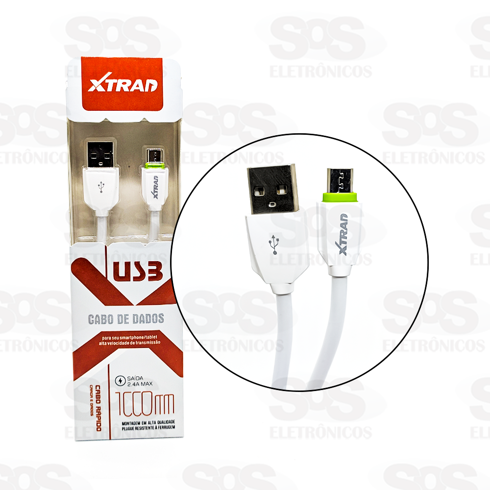 Cabo Micro USB V8 2.4a 1Metro Xtrad a1048