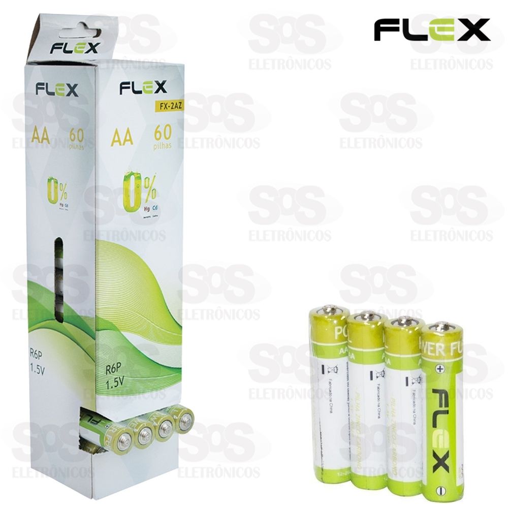 Pilha AA Embalagem Com 60 Unidades Flex FX-2AZ