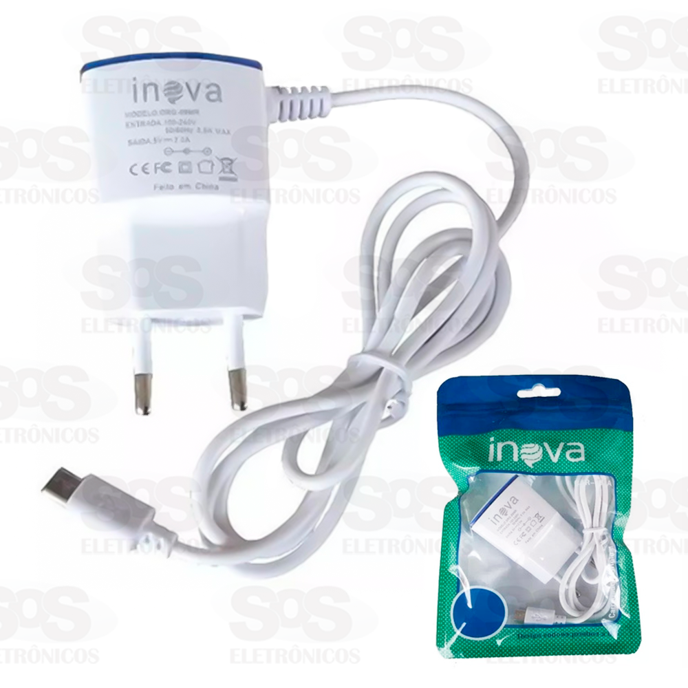 Carregador MIcro USB V8 Rápido 1USB 2.1A Inova 8112