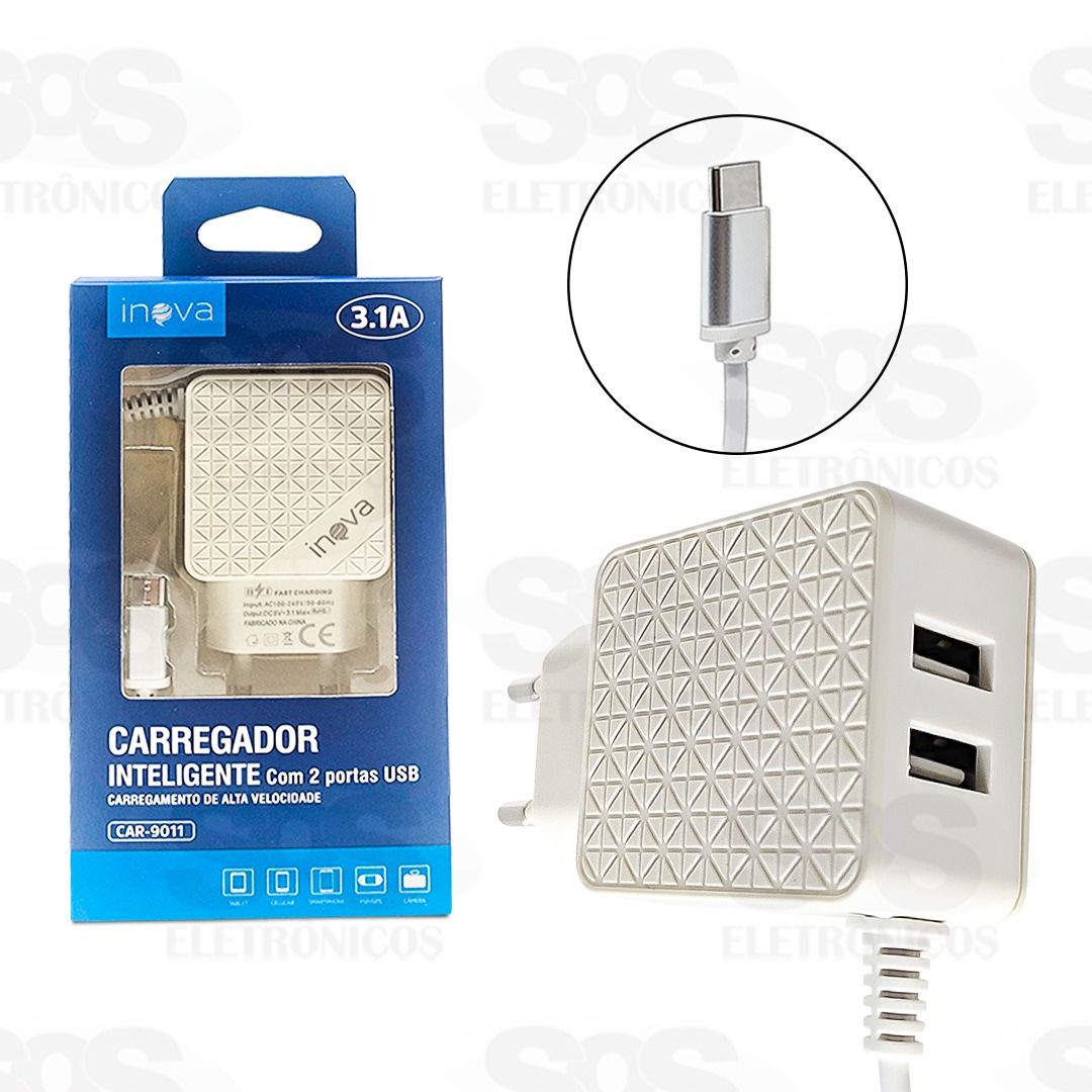 Carregador Type C 3.1V 2 portas USB Inova car-9011