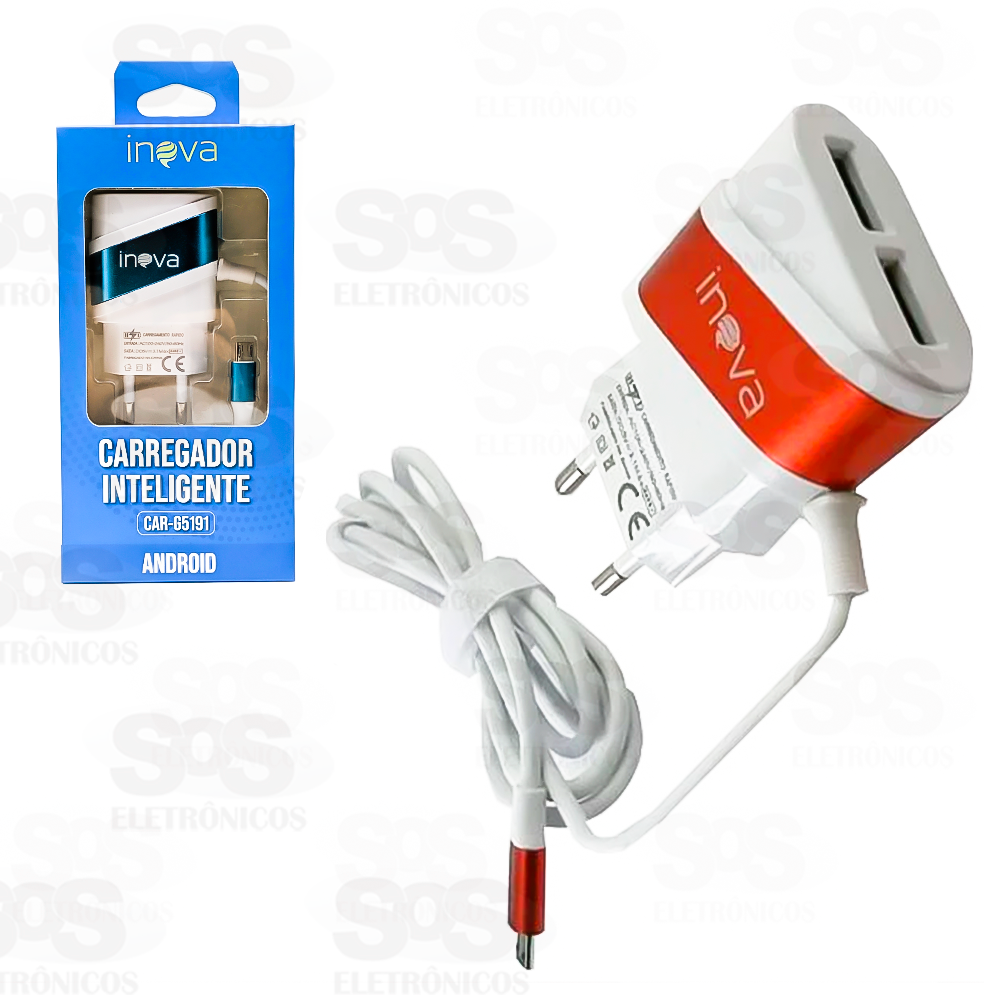 Carregador Inteligente V8 3.1A Com 2 USB Inova Car-G5191