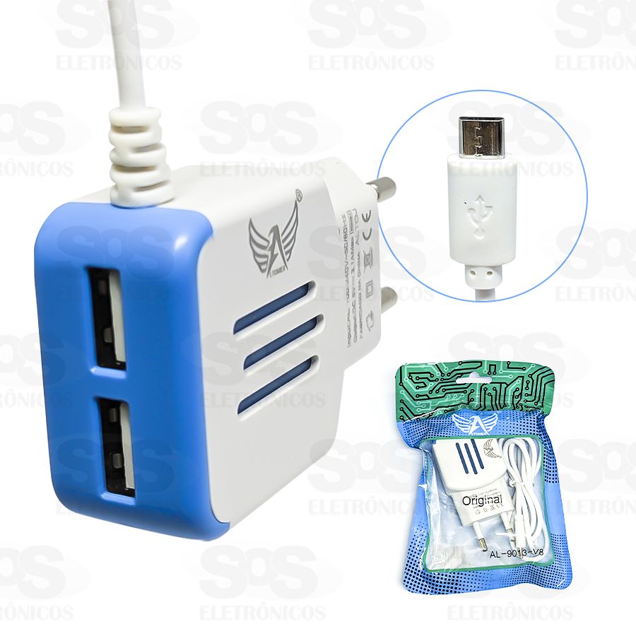 Carregador Micro USB V8 2 USB 3.1A Altomex AL-9013-V8