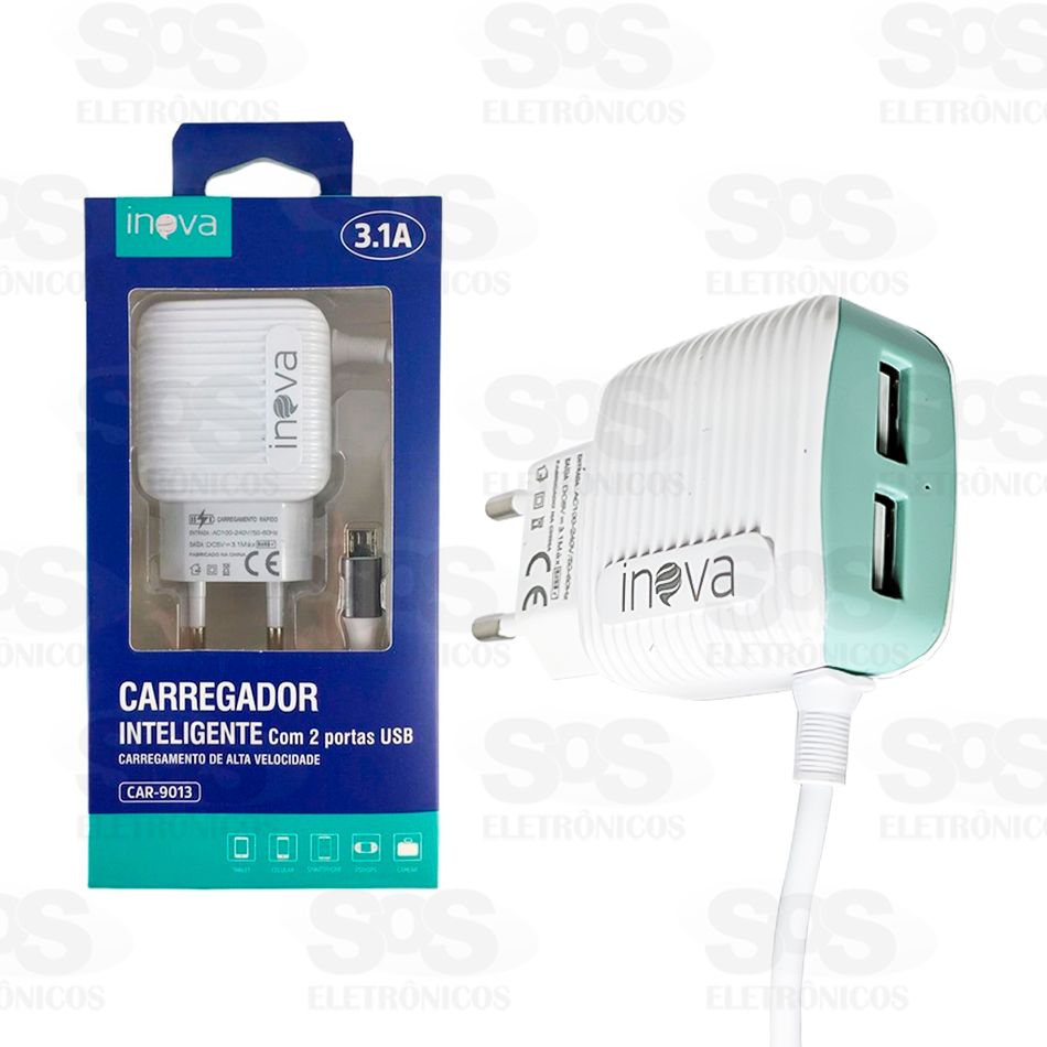 Carregador Micro USB V8 3.1A 2 USB Inova CAR-9013