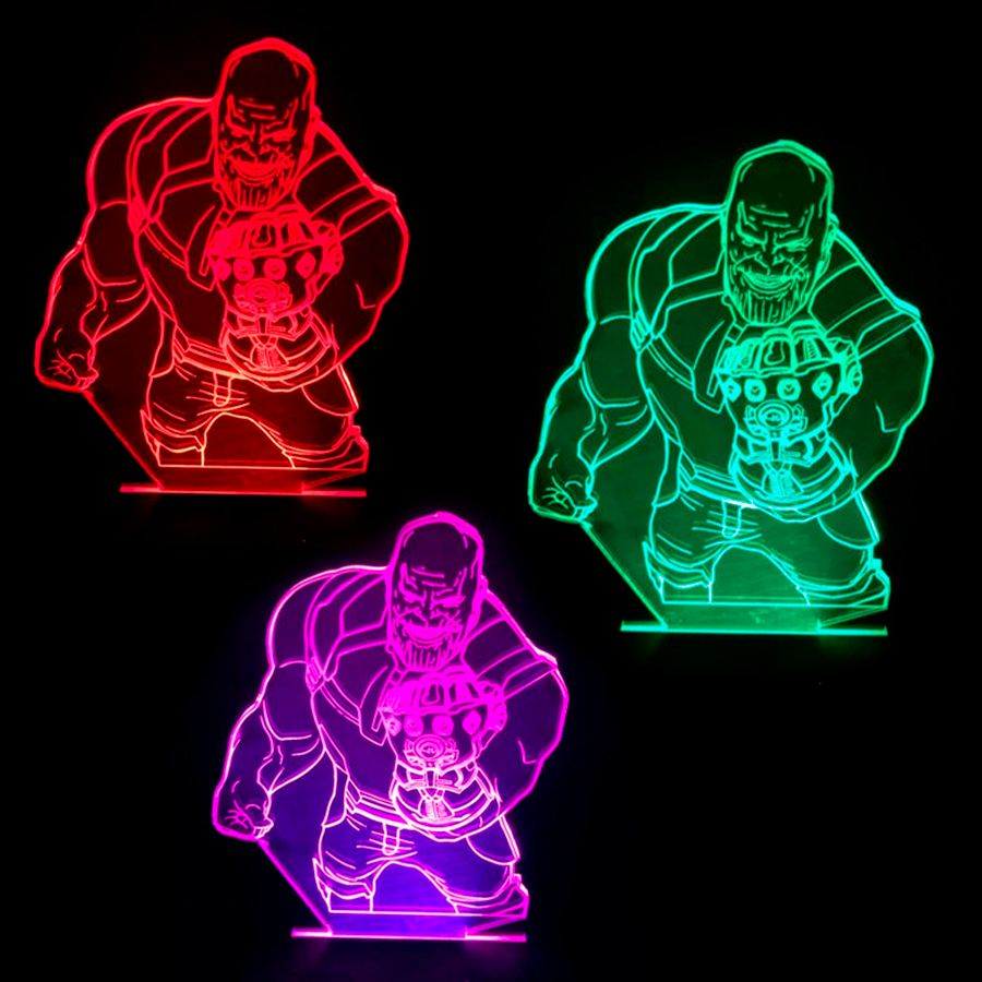 Luminária LED 3D Thanos 16 Cores Com Controle Remoto 