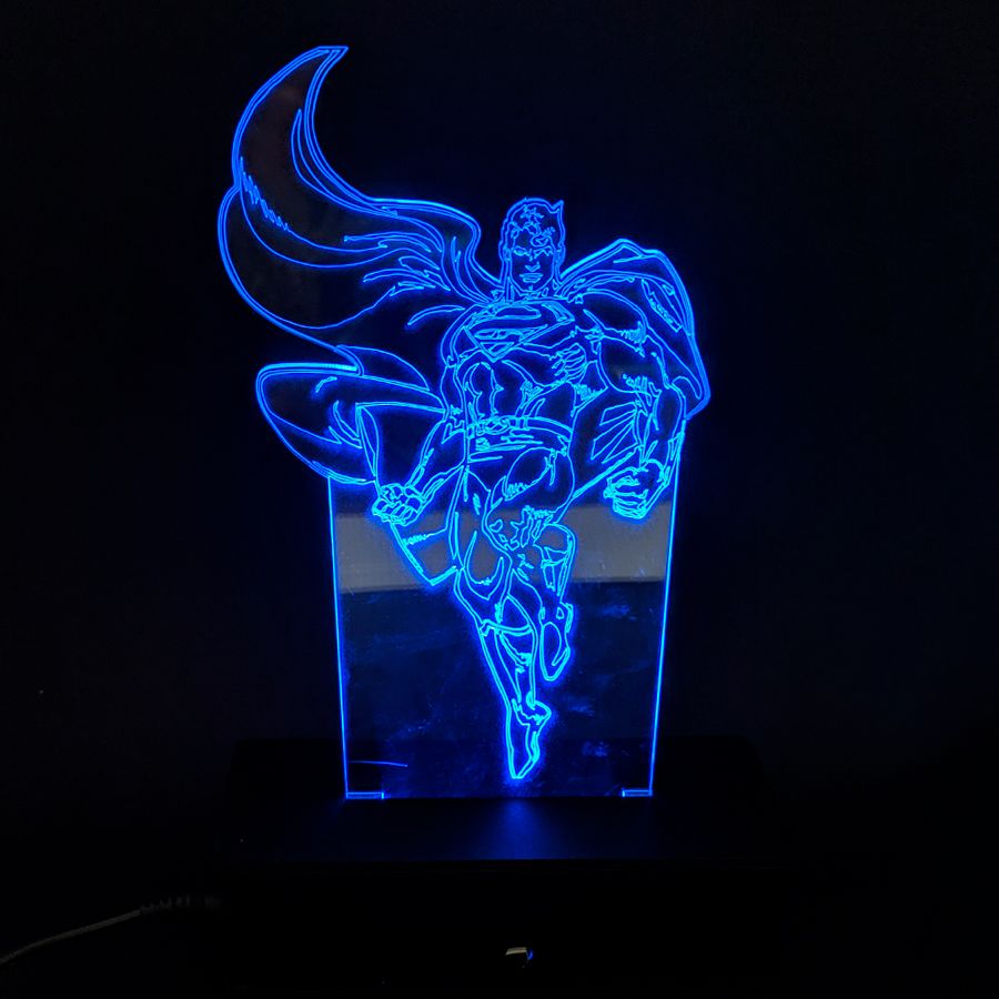 Luminária LED 3D Superman 16 Cores Com Controle Remoto