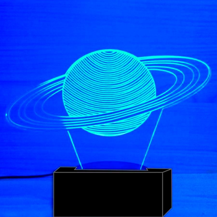 Luminária LED 3D Saturno 16 Cores Com Controle Remoto