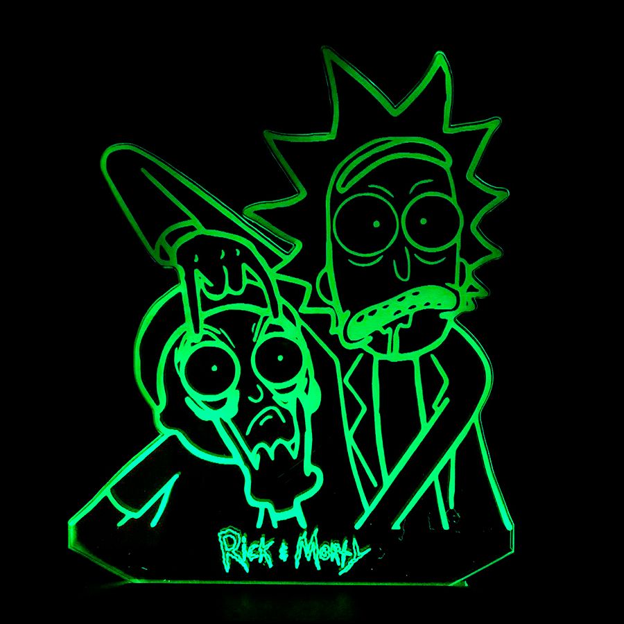 Luminária LED 3D Rick E Morty 16 Cores Com Controle Remoto