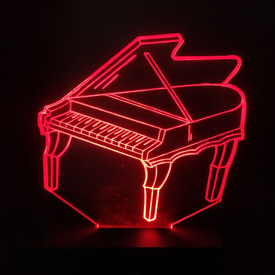 Luminária LED 3D Piano 16 Cores Com Controle Remoto
