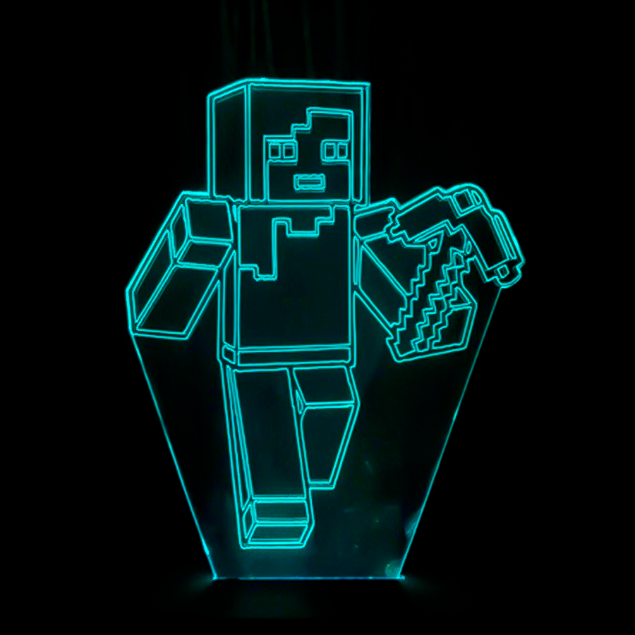 Luminária LED 3D Minecraft 16 Cores Com Controle Remoto