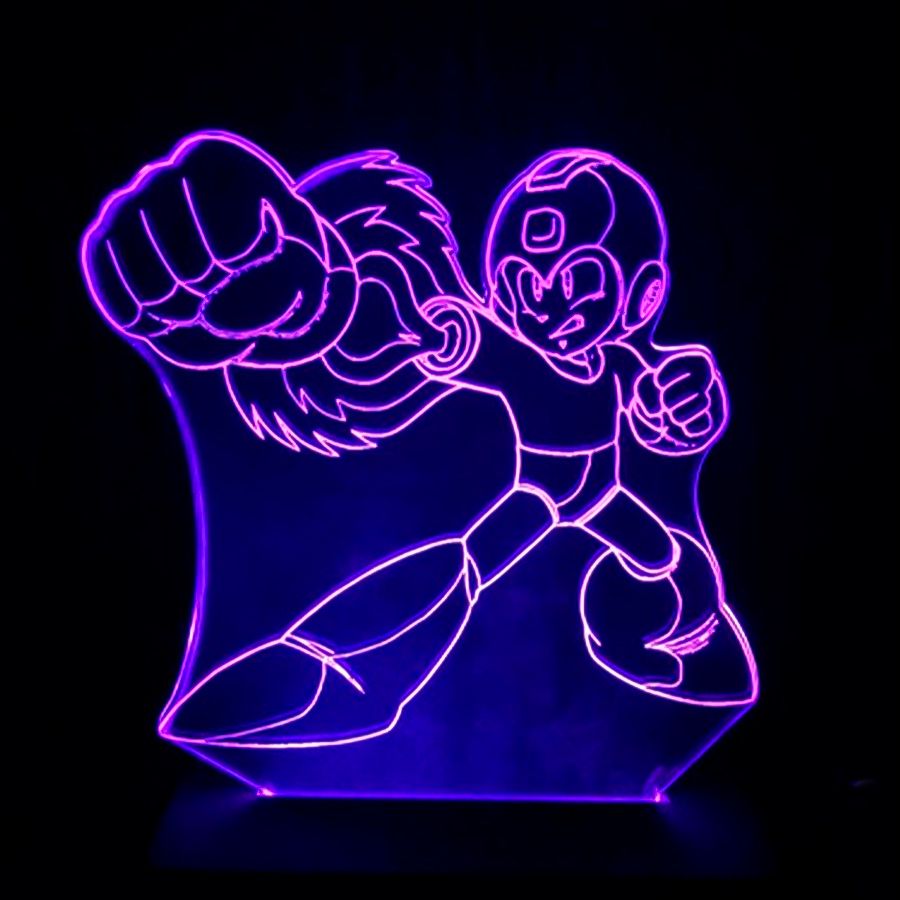 Luminária LED 3D Mega man 16 Cores Com Controle Remoto