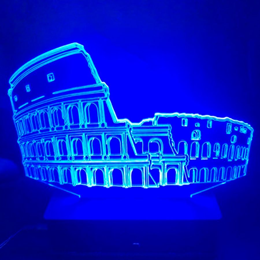 Luminária LED 3D Coliseu 16 Cores Com Controle Remoto 