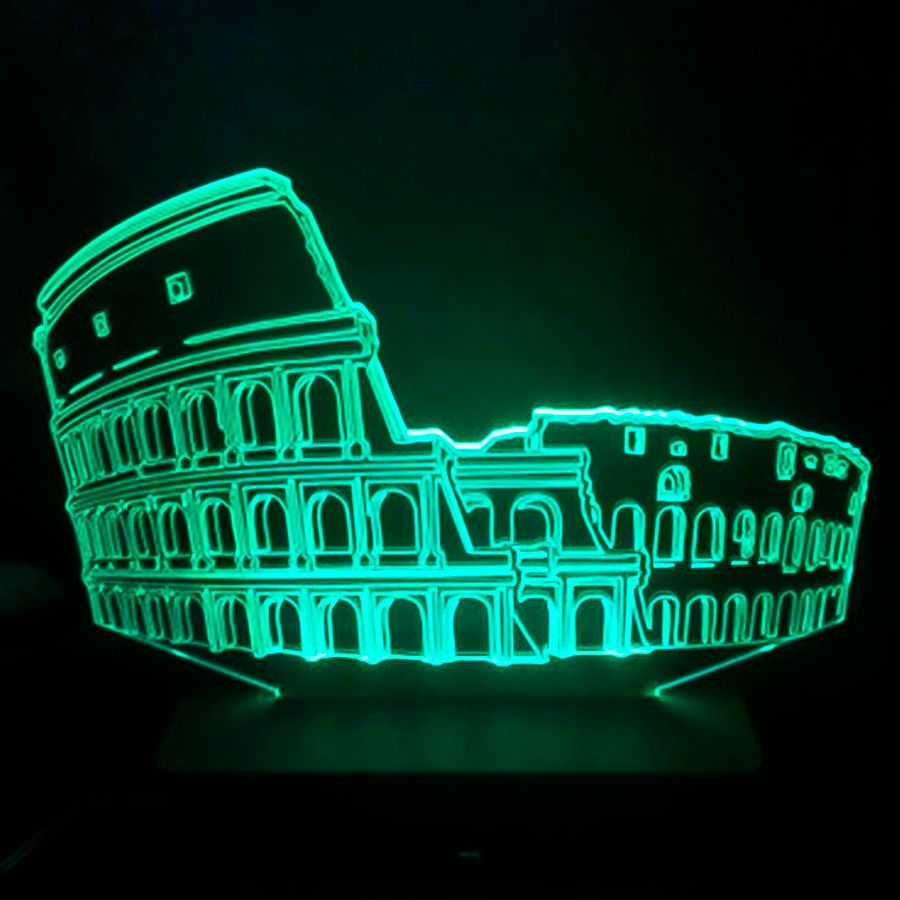 Luminária LED 3D Coliseu 16 Cores Com Controle Remoto 