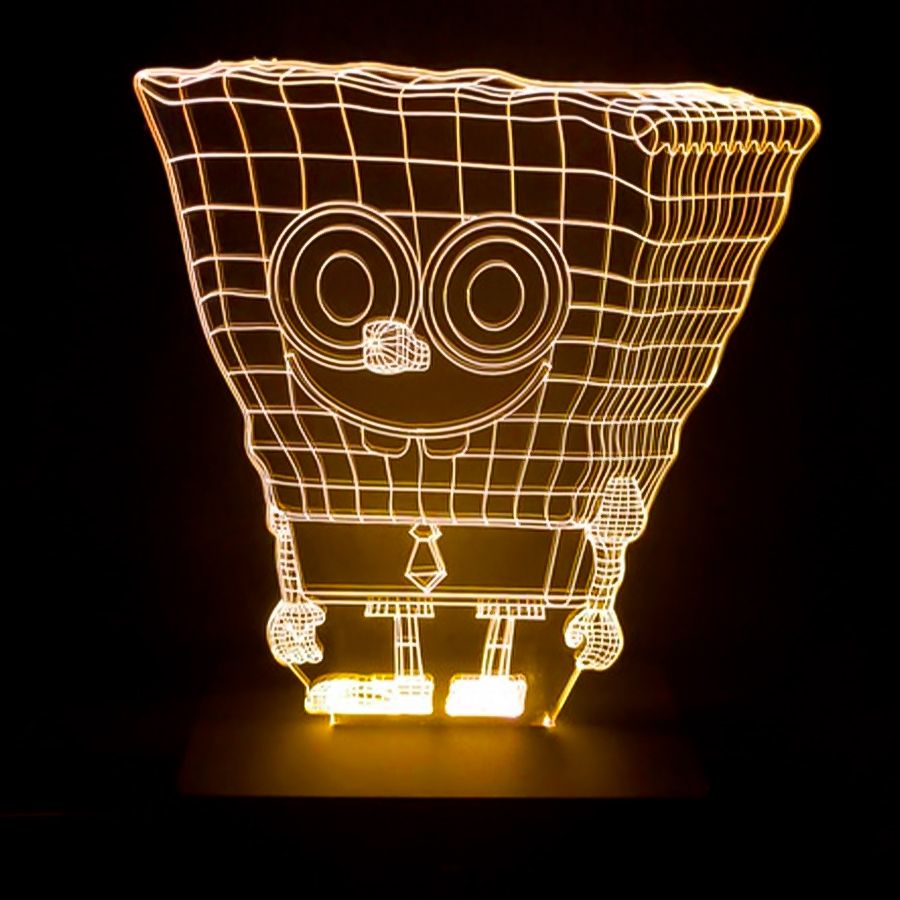 Luminária LED 3D Bob Esponja 16 Cores Com Controle Remoto 