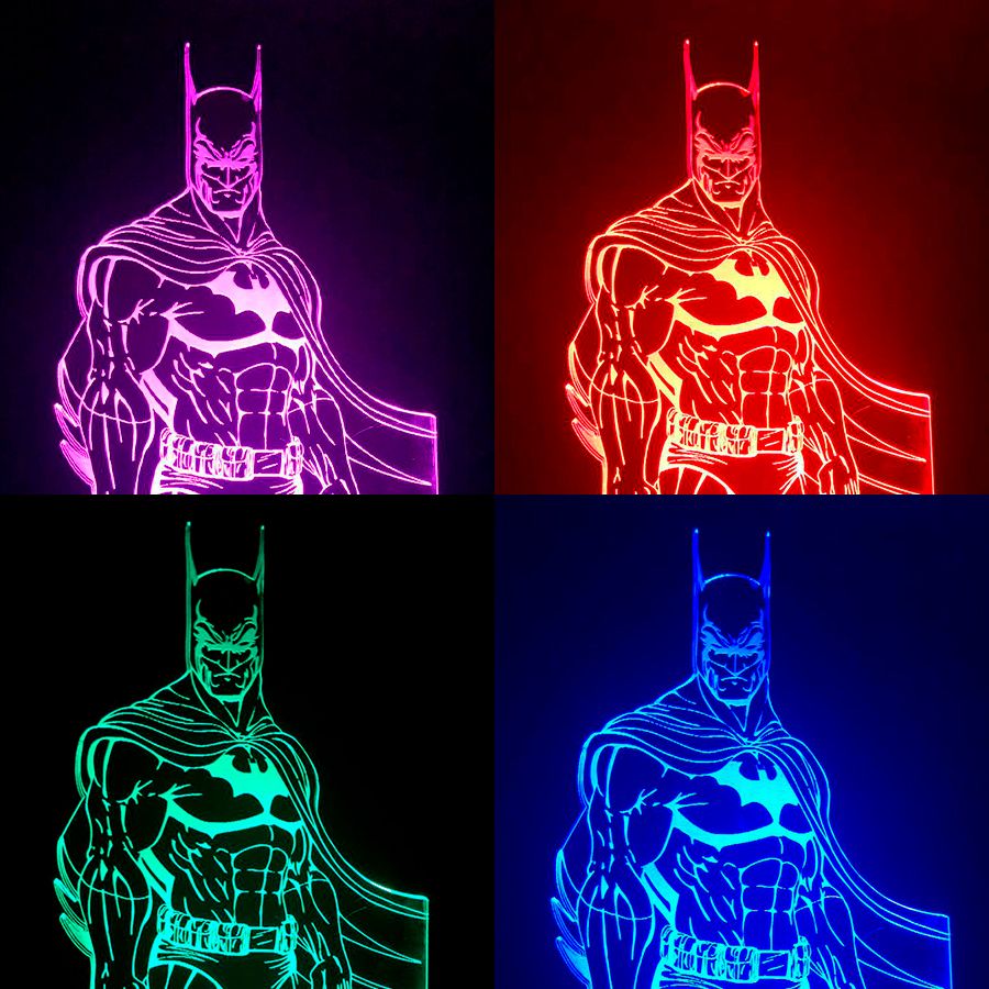 Luminária LED 3D Batman 16 Cores Com Controle Remoto 