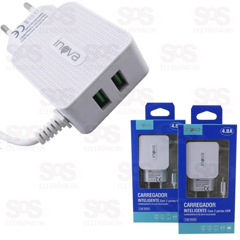 Carregador Micro USB V8 4.8A 2 USB Inova car-9009