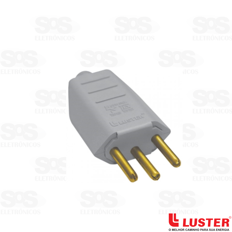 Plug Prensa Cabo Macho 2P+T Cinza Com 10 Unidades Luster 1063