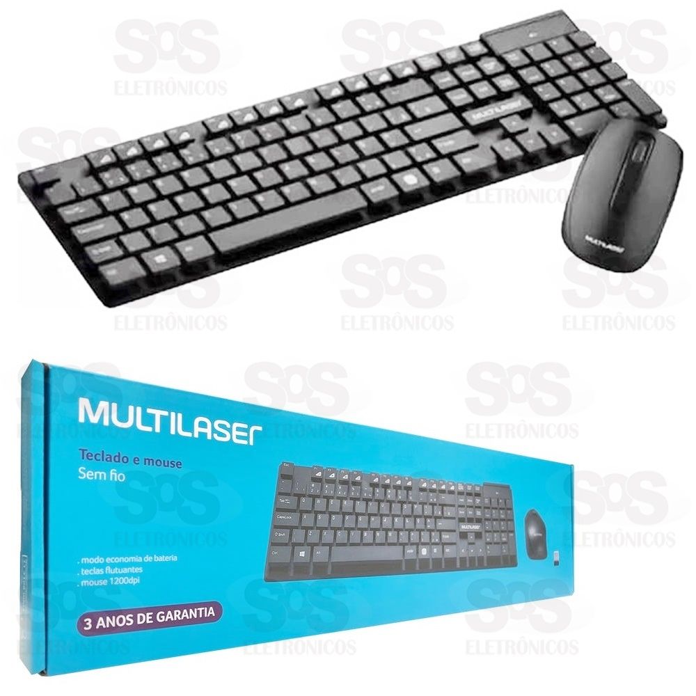 Kit Teclado E Mouse Sem Fio Teclas Flutuantes USB Multilaser tc 251