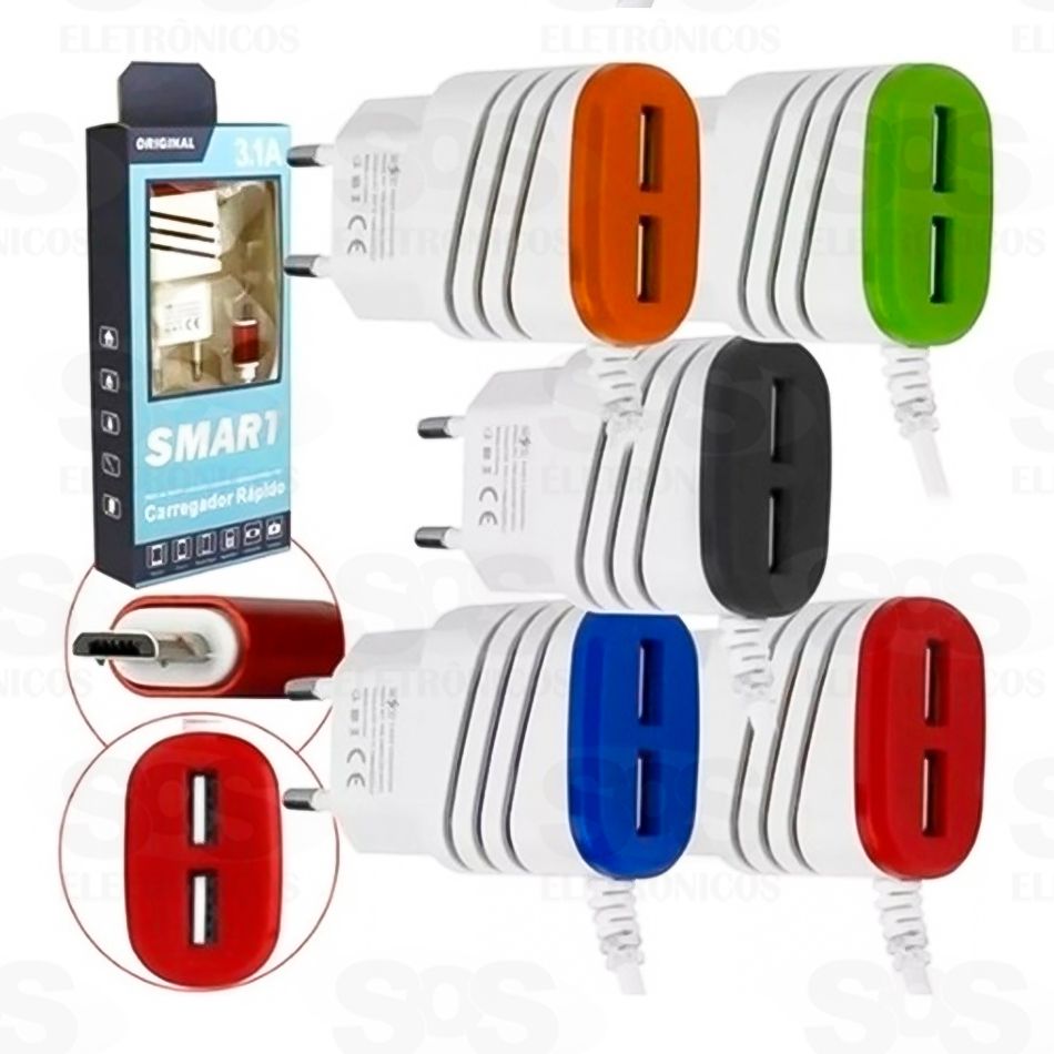 Carregador Micro USB V8 Rápido 3.1A Original