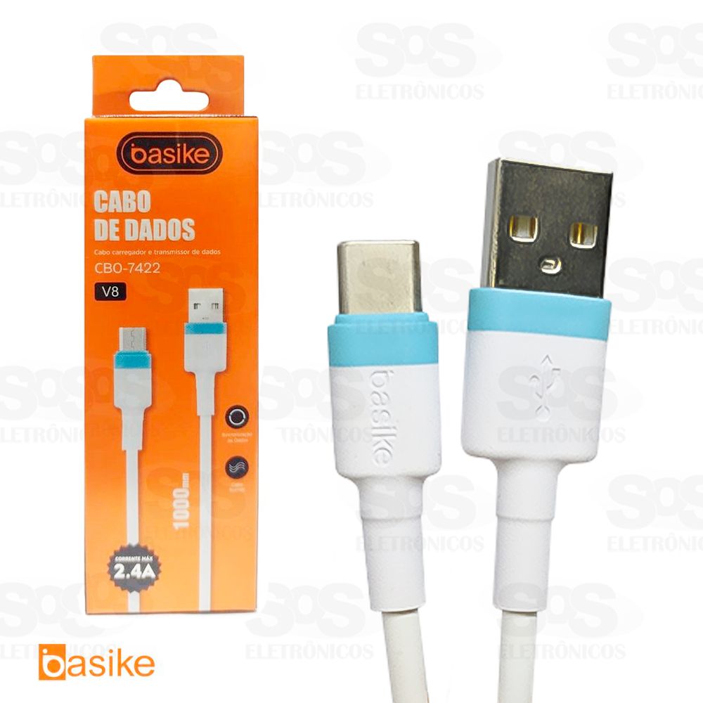 Cabo Micro USB V8 1 Metro2.4A Basike CBO-7417/7422