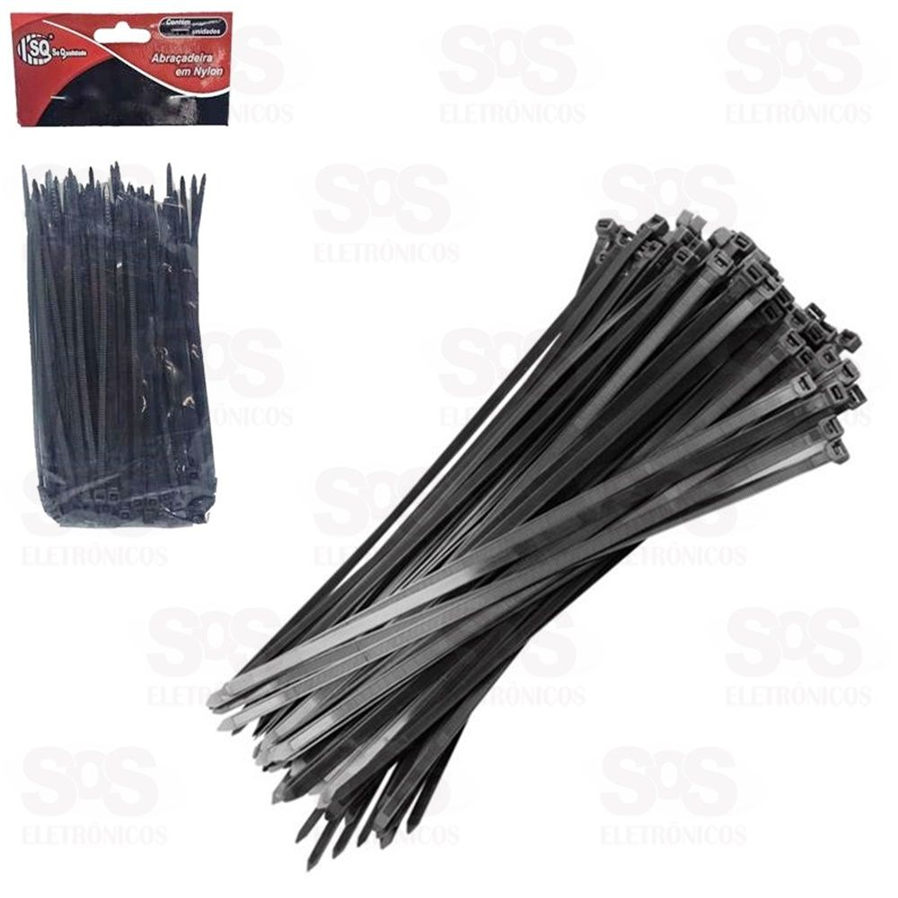 Abraçadeira De Nylon Preta 3.50X200mm 100 Unidades SQ-3489