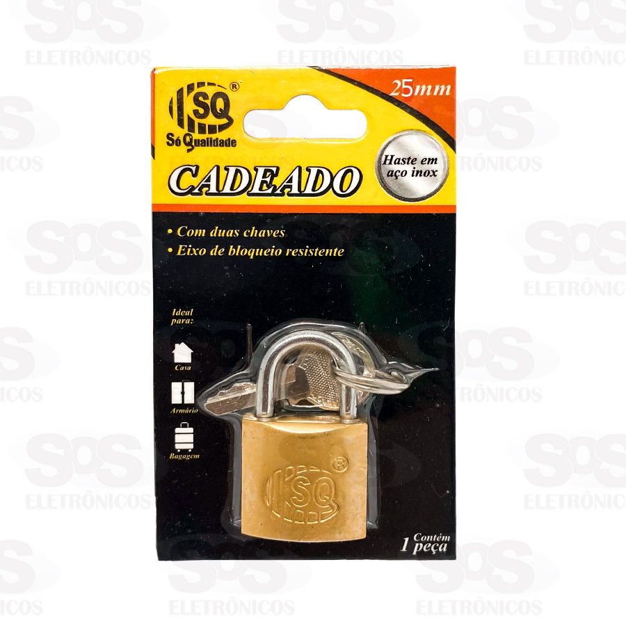 Cadeado 25mm Metal Com 3 Chaves SQ-4127