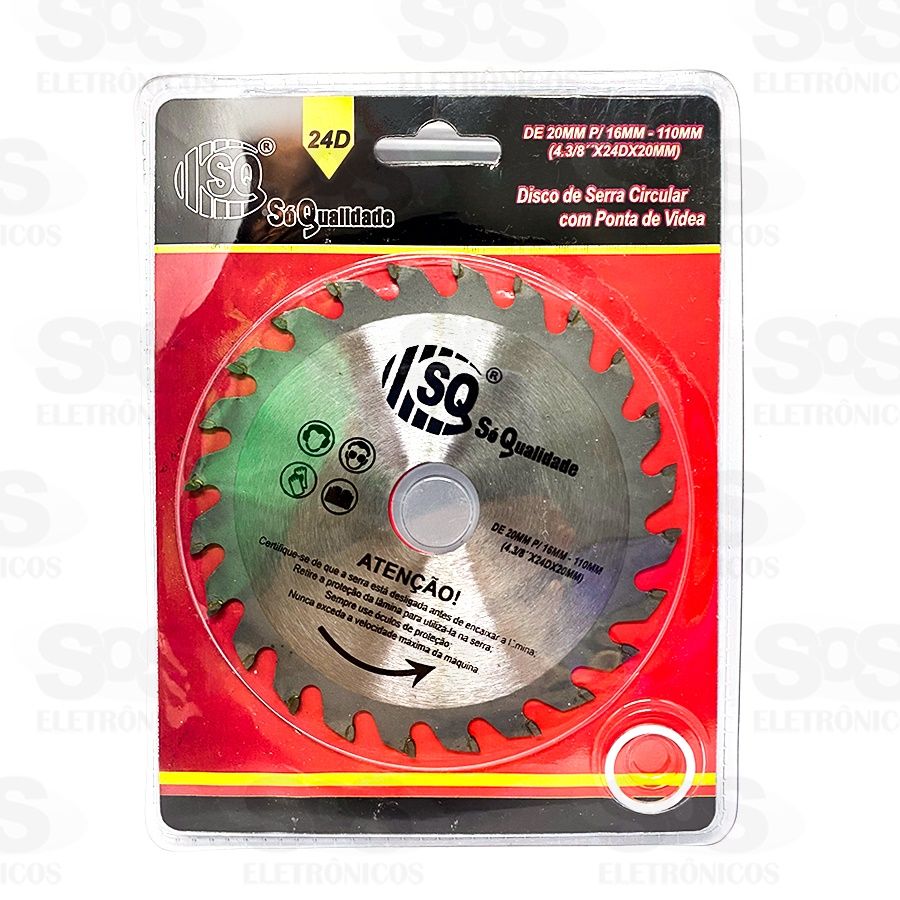 Disco Serra Circular Wídea 4.3/8 24 Dentes 20mm SQ-3356