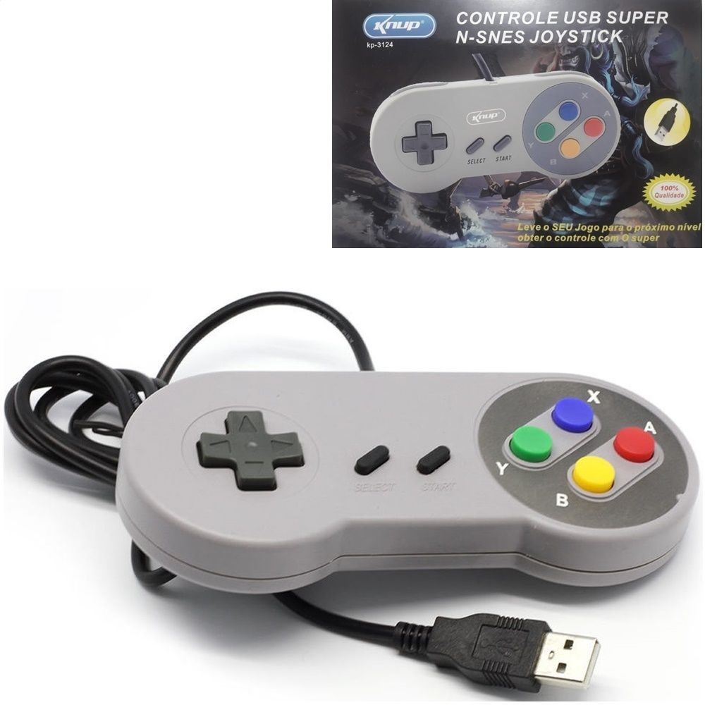 Controle Usb Super Nintendo Snes Para Computador Pc Mac Emulador