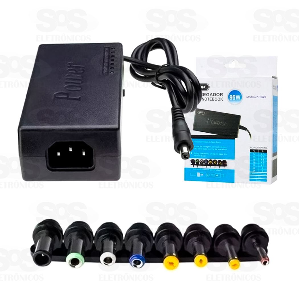 Fonte Universal para Notebook Com 8 pinos 96W KP-525