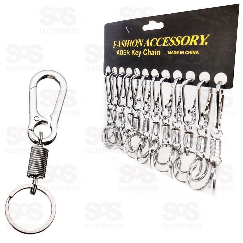 Chaveiro Mosquetão Com Argola Cartela Com12 Unidades hx-5065