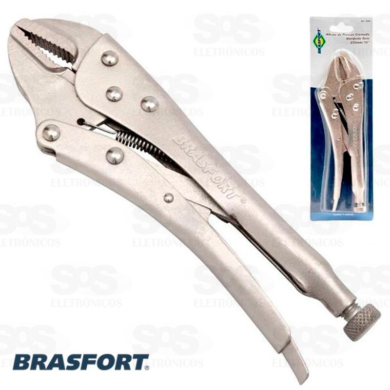 Alicate Pressão Mordente Reto 250mm 10 Polegadas Brasfort 8785